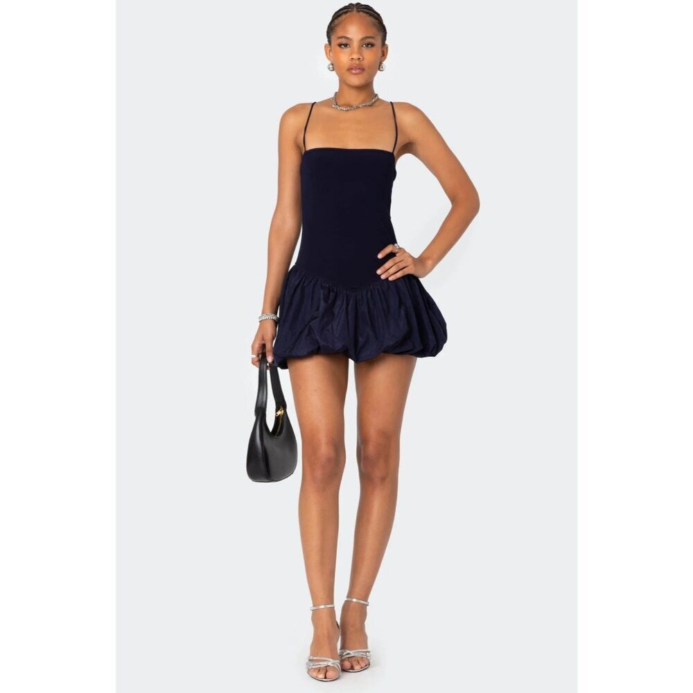EDIKTED Ribbed Bubble Skirt Mini Dress size Small